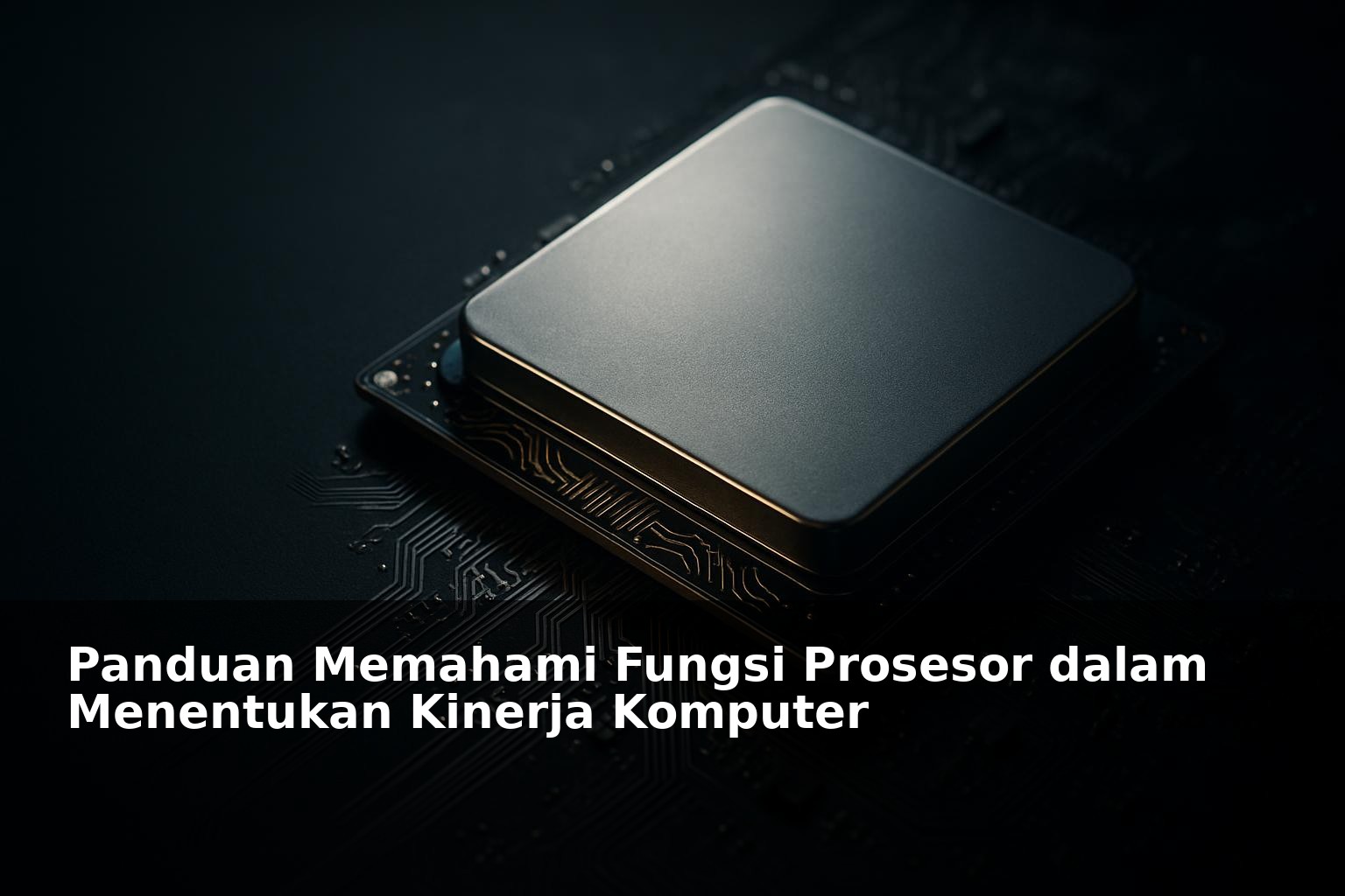 Ilustrasi prosesor komputer modern dengan visual teknologi futuristik