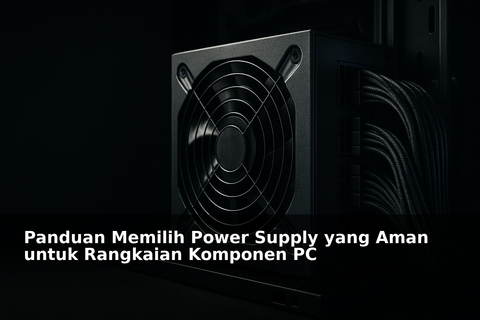 Power supply PC berkualitas dengan kabel terhubung pada motherboard