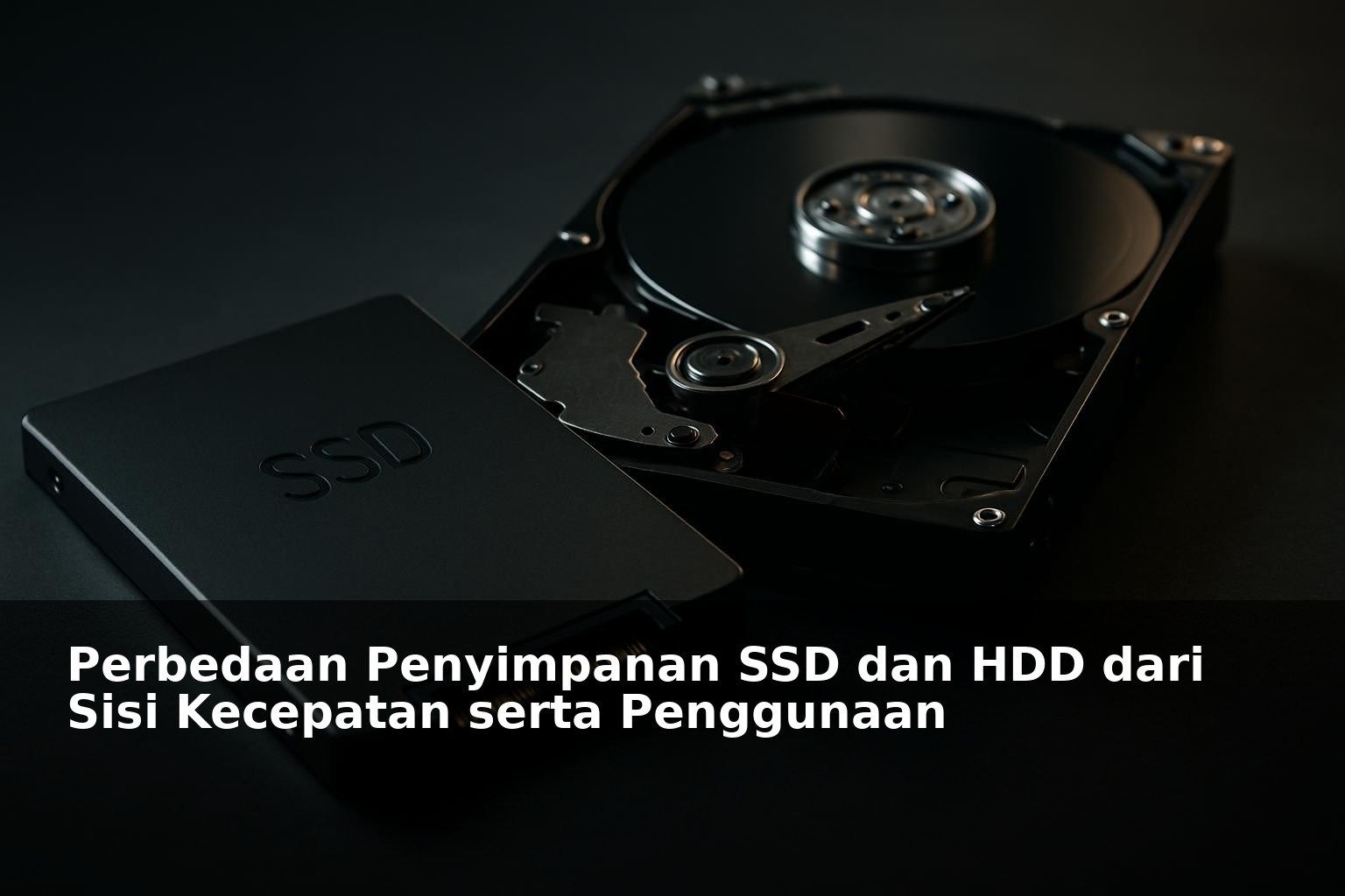 Perbandingan visual antara SSD dan HDD sebagai media penyimpanan komputer