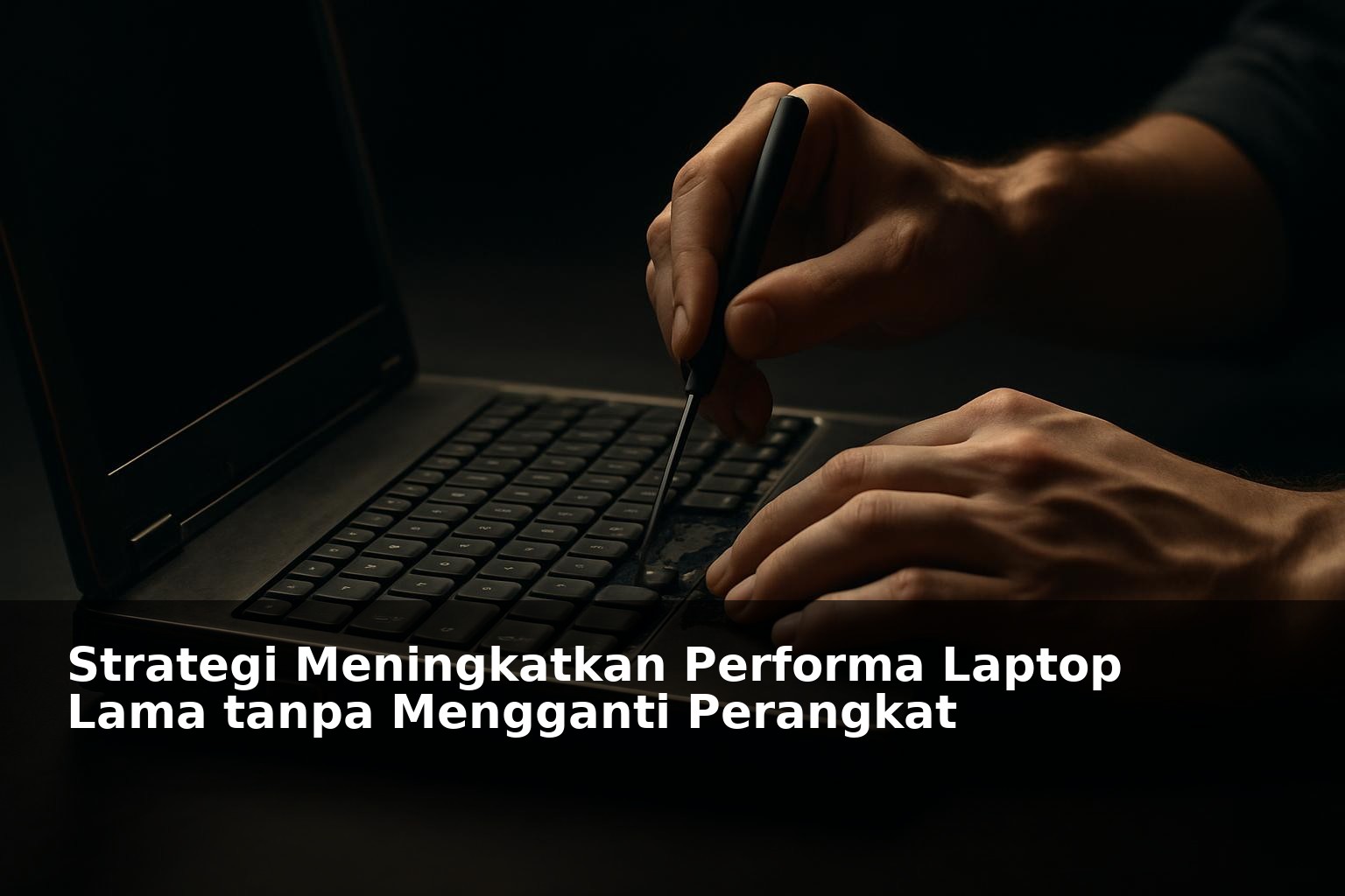 Laptop lama yang sedang diperbaiki dan dioptimasi performanya